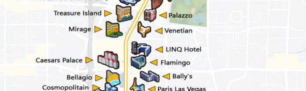 Large Las Vegas strip map with monorail - 2012, Las Vegas, Nevada state, USA, Maps of the USA